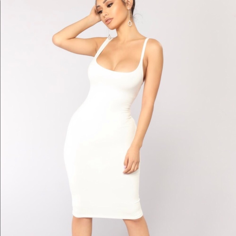 Fashion Nova white bodycon midi dress